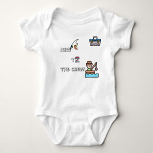 "New to the Crew" BLUE Customisable Fishing Baby Bodysuit