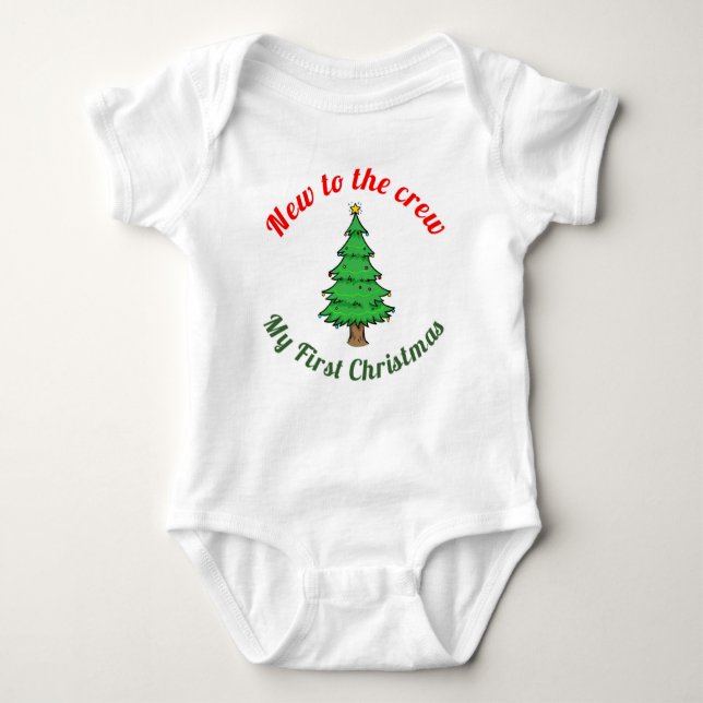 new to the crew first Christmas baby outfit Baby Bodysuit (Front)