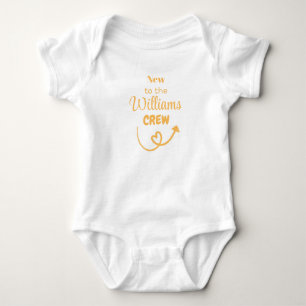 New To The [SURNAME] Crew, Baby Gift, Personalised Bodysuit