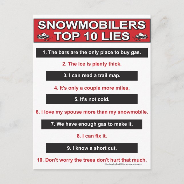 New-top-10-lies-Large-Red Postcard (Front)