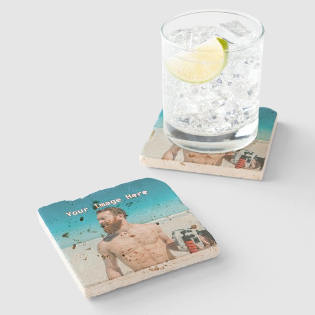 NEW! Travertine Stone Coasters - Custom (Side)