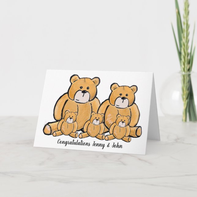 New triplets baby bear card (Front)