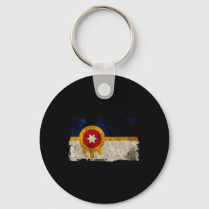 New Tulsa Flag Vintage Distressed Tulsa Oklahoma  Key Ring