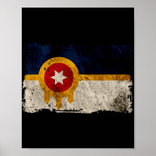 New Tulsa Flag Vintage Distressed Tulsa Oklahoma Poster