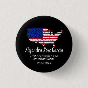 New U.S. Citizen – American Map Citizenship Day 3 Cm Round Badge