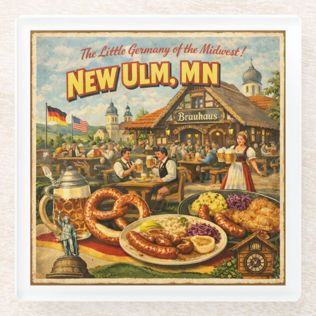 New Ulm MN Minnesota Vintage German Coaster (Front)