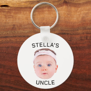 New Uncle Gift, Custom Baby Face Photo Gift Key Ring
