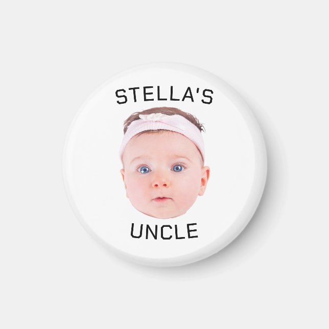 New Uncle Gift, Custom Baby Face Photo Gift Magnet (Front)