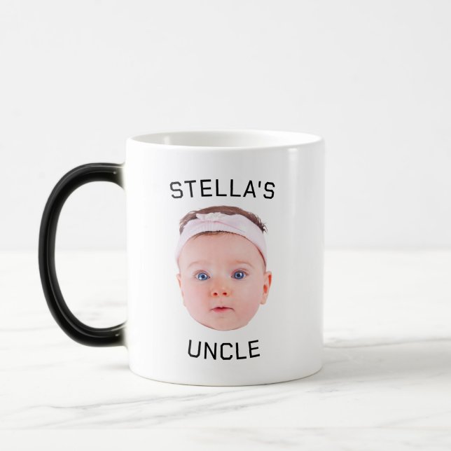 New Uncle Gift Mug, Custom Baby Face Photo Gift Magic Mug (Left)