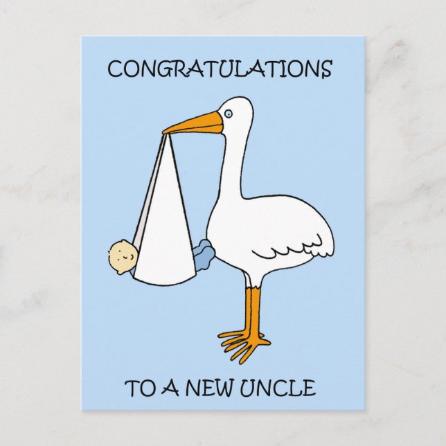 New Uncle to Baby Boy Congratulations Postcard (Front)