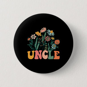 New Uncle Wildflower First Birthday & Baby Sho 6 Cm Round Badge