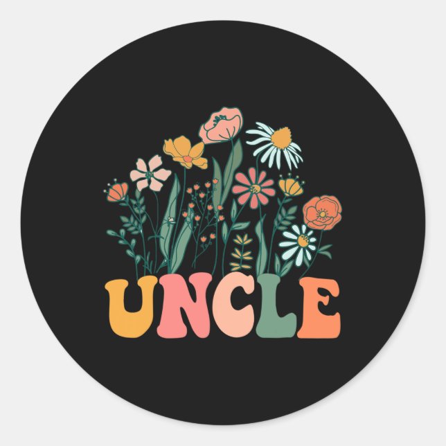 New Uncle Wildflower First Birthday &amp; Baby Sho Classic Round Sticker (Front)