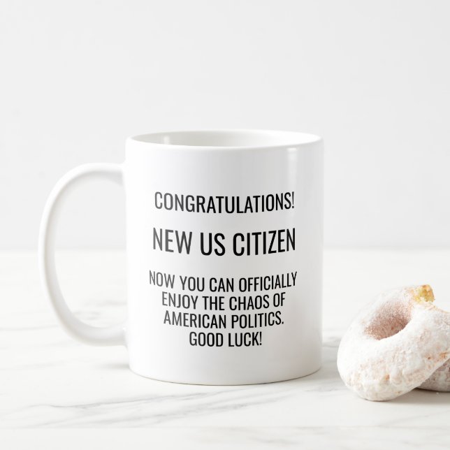 New US American Citizen Naturalisation Immigrant Coffee Mug (With Donut)