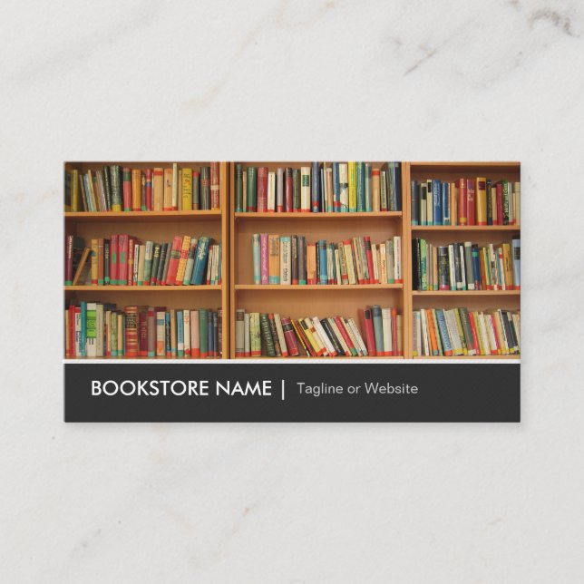 New Used Bookstore Library - Book Shelves Picture Business Card (Front)