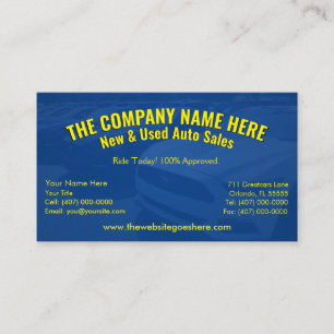 New & Used Car Sales - Auto Sales Double Sided Bus Business Card