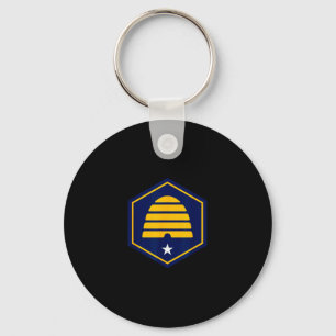 New Utah Flag - State Flag Of Ut Beehive Logo Retr Key Ring