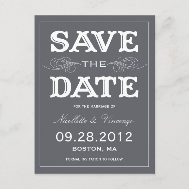 NEW VINTAGE | SAVE THE DATE ANNOUNCEMENT POSTCARD (Front)