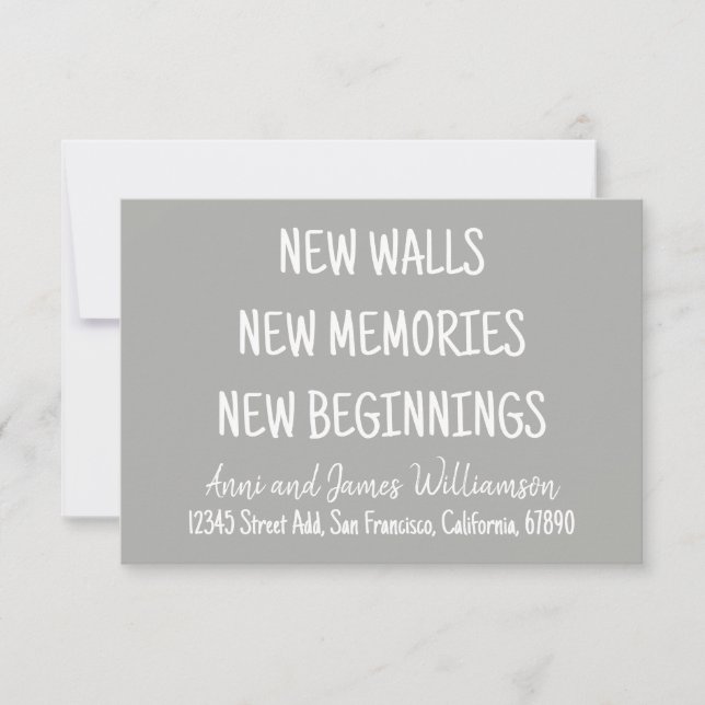 NEW WALLS NEW MEMORIES NEW BEGINNINGS Moving Announcement (Front)