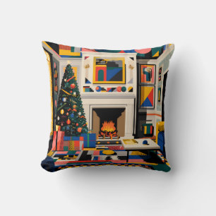 New Wave 1980s Pop Art Christmas Cushion