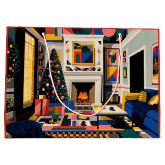 New Wave 1980s Pop Art Christmas Large Gift Bag