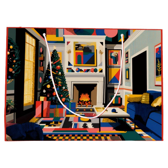 New Wave 1980s Pop Art Christmas Large Gift Bag (Back)