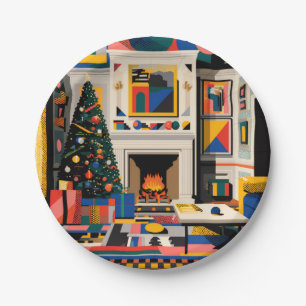 New Wave 1980s Pop Art Christmas Paper Plate