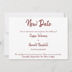 New Wedding Date Green Burgundy Announcement
