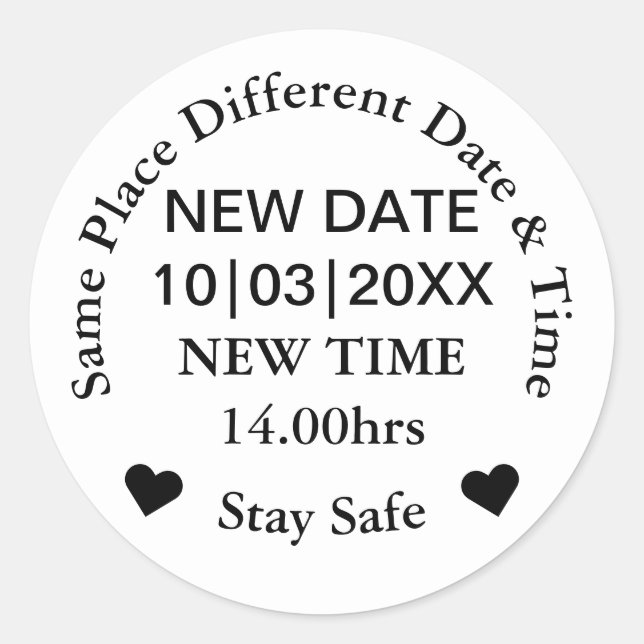 New Wedding Date Simple Classic Round Sticker (Front)