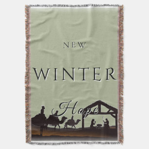 New Winter Hope Nativity Scene II Throw Blanket