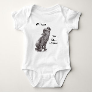 New Wolf in the Pack howling wolf Baby Bodysuit