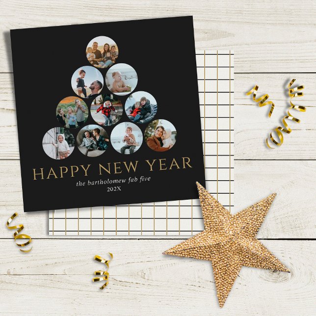 New Year 10 Photo Square Gold Black Card (Creator Uploaded)