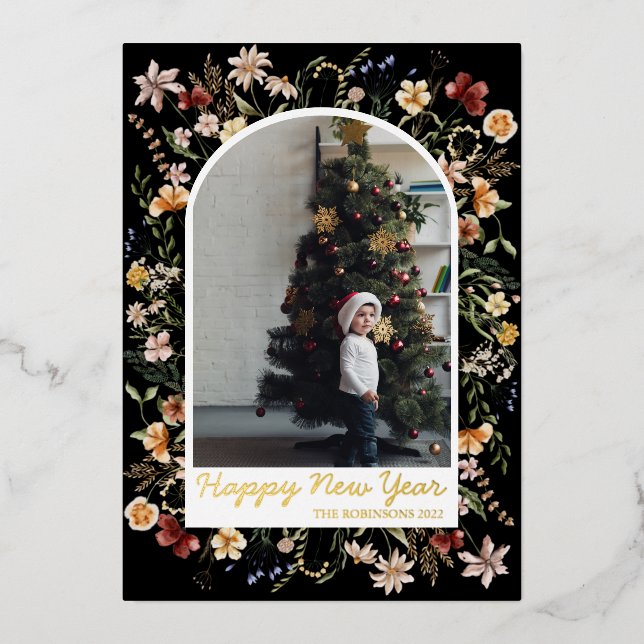 New Year 1 Photo Watercolor Botanical Floral (Front)