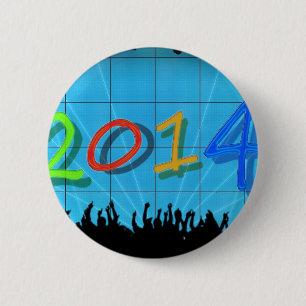 New Year 2014 Office City Party Colourful Fun Art 6 Cm Round Badge