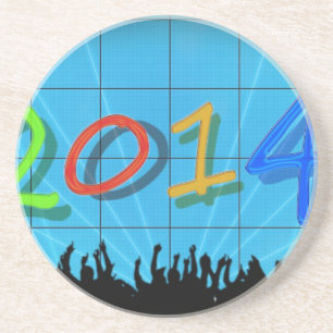 New Year 2014 Office City Party Colourful Fun Art Coaster
