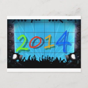 New Year 2014 Office City Party Colourful Fun Art Postcard