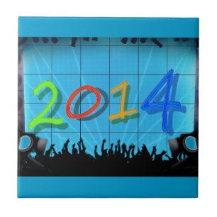 New Year 2014 Office City Party Colourful Fun Art Tile