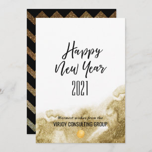 New Year 2021 Corporate Business Gold Abstract Holiday Card