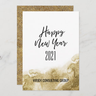 New Year 2021   Corporate Business Gold Abstract Holiday Card