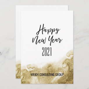 New Year 2021   Corporate Business Gold Abstract Holiday Card