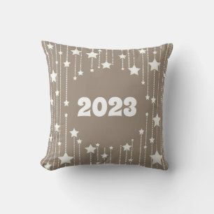 New Year 2023 natural beige colour white stars  Cushion
