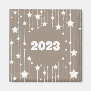 New Year 2023 natural beige white stars Magnet