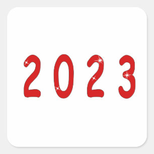 New year, 2023, number 2023, new year gift, 2023,  square sticker