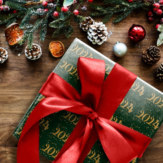 New Year 2024 Christmas Green Wrapping Paper (Creator Uploaded)