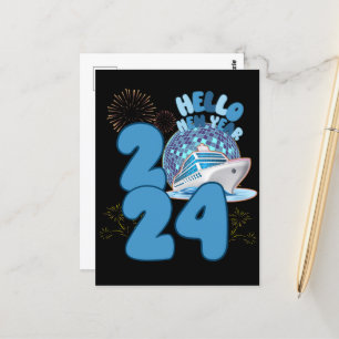 New Year 2024 Cruise Vacation Travel Matching NYE Postcard