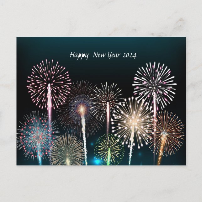 New Year  2024 Fireworks   Holiday Postcard (Front)