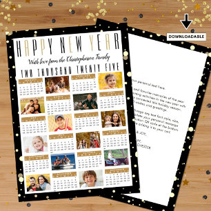 New Year 2025 Calendar Year Review 12 Photo Holiday Card