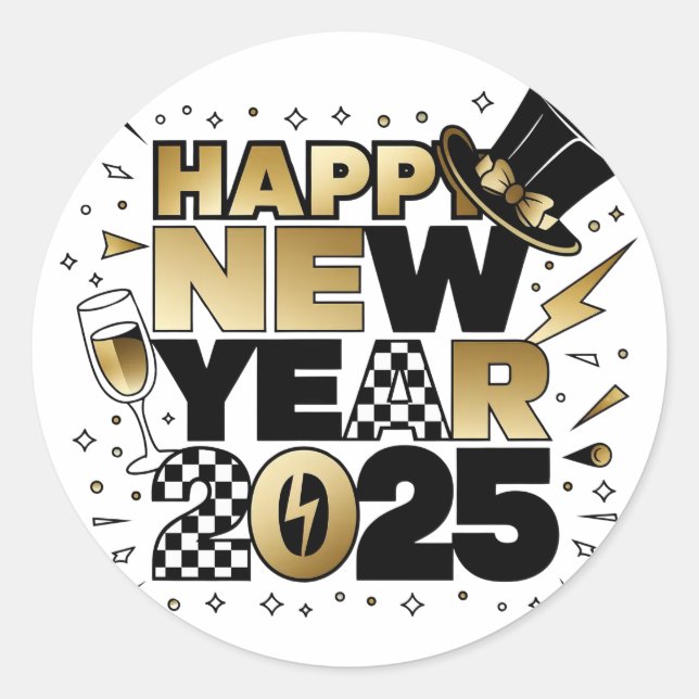 New Year 2025 Classic Round Sticker (Front)