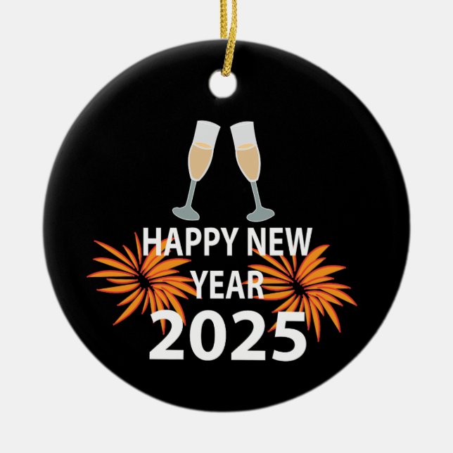 New Year 2025 Happy New Year Ceramic Tree Decoration (Front)