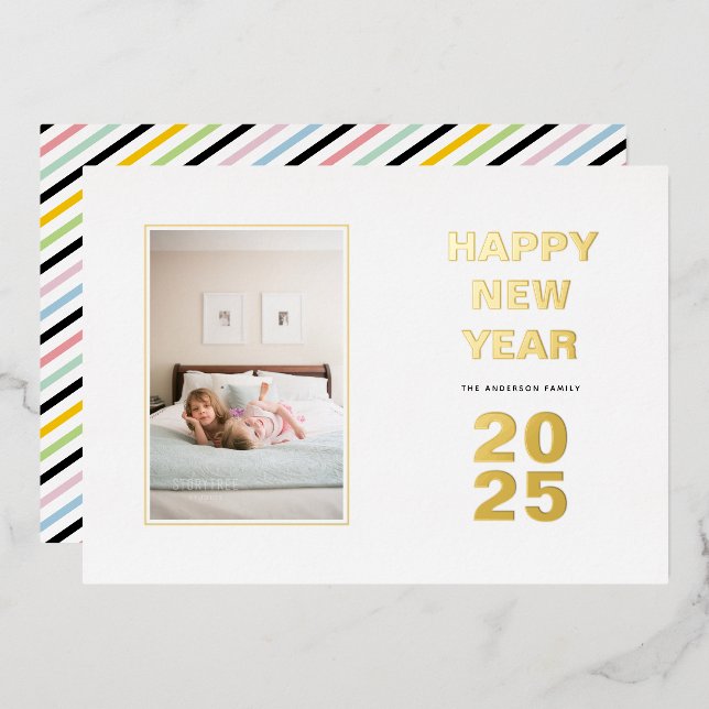 New Year 2025 minimalist typography photo gold (Front/Back)