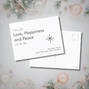 New Year 2025 Retro Snowflake Grey White Holiday Postcard